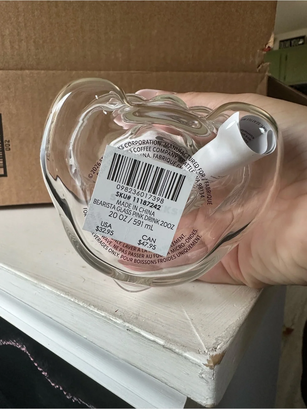 Starbucks Strawberry Bear Drink Bottle - Pink/Clear
